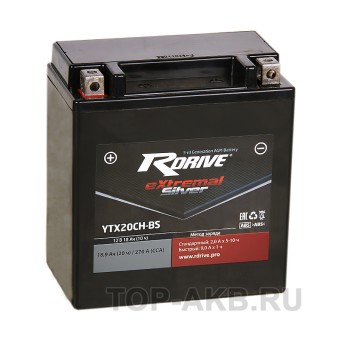RDrive YTX20CH-BS 12V 18Ah 250А прям. пол. AGM сухозаряж. (150x87x161) eXtremal SILVER