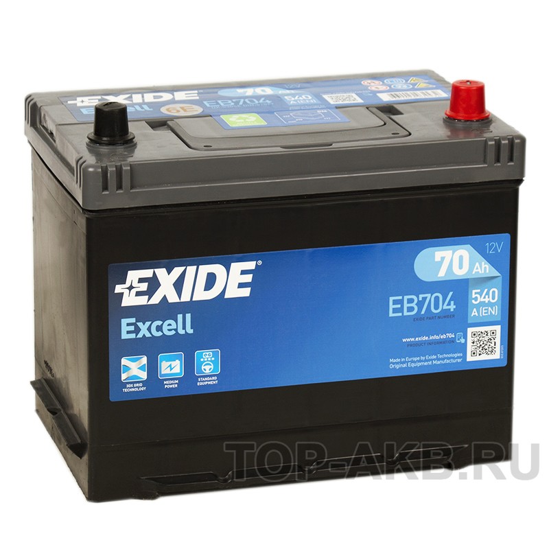 Exide Excell 70R (540A 261x173x225) EB704