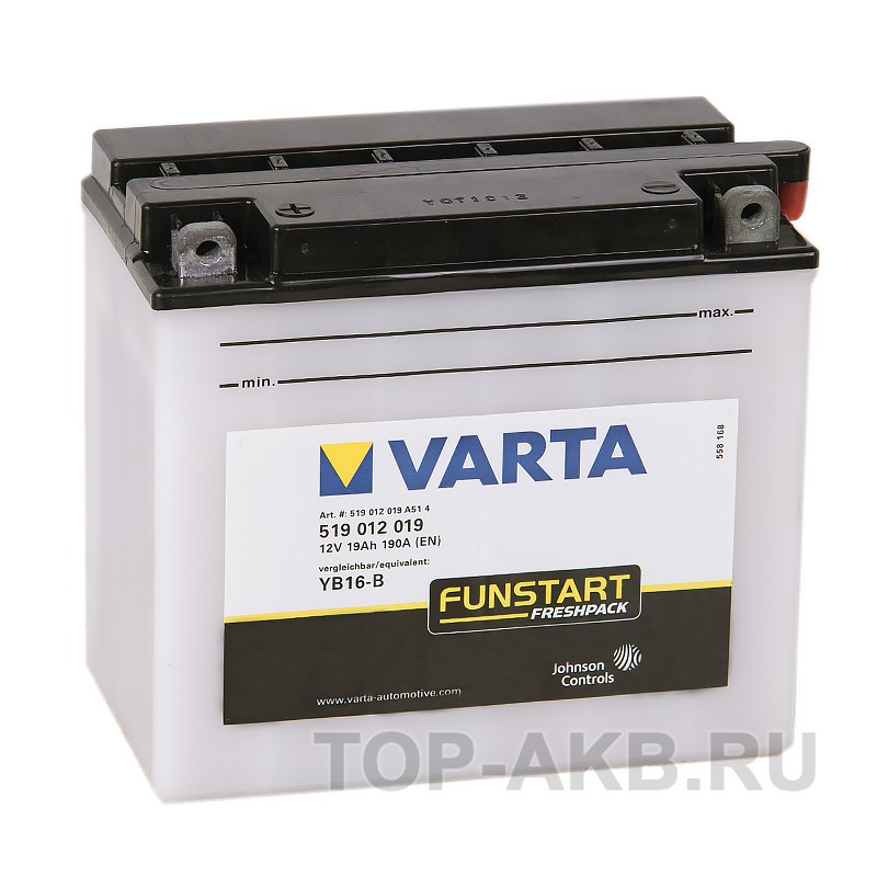 VARTA Powersports Freshpack YB16-B 19 Ач 240А (176x101x156) прям. пол. 519 012 019, сухозар.