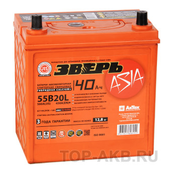 Зверь 55B20L (40R 450A 187x127x225) уз. клеммы