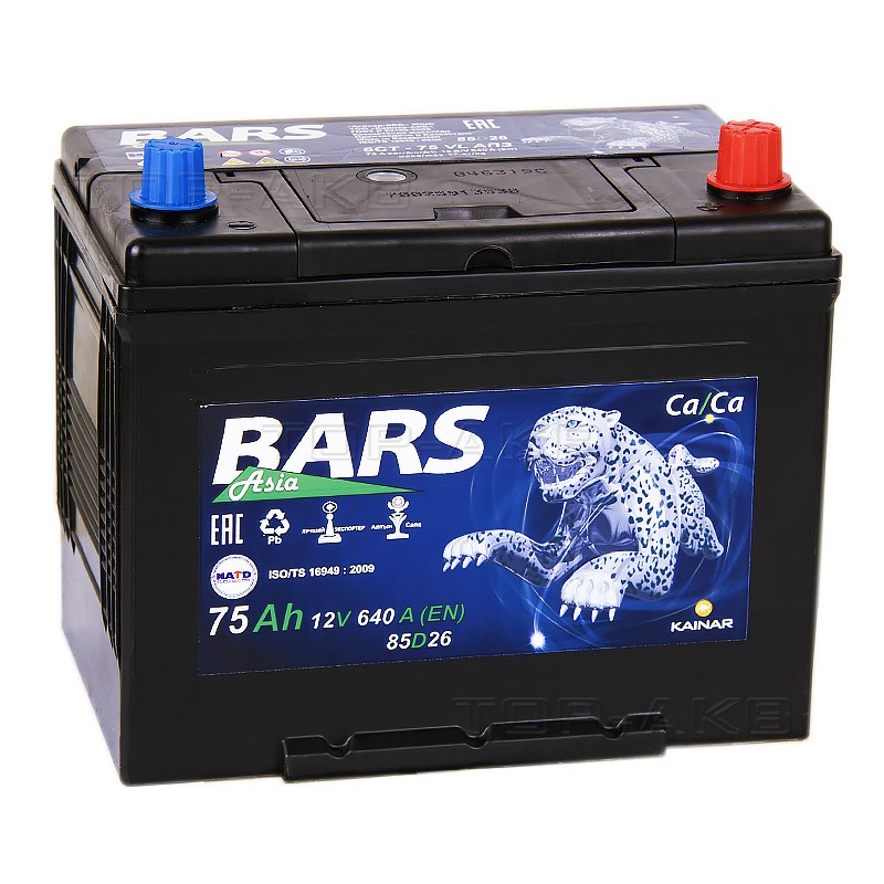 BARS Asia 6СТ-75 VL АПЗ о.п 85D26L 75Ач 640A (261x173x225) BARS Asia 6СТ-75 VL АПЗ о.п 85D26L 75Ач 640A (261x173x225)