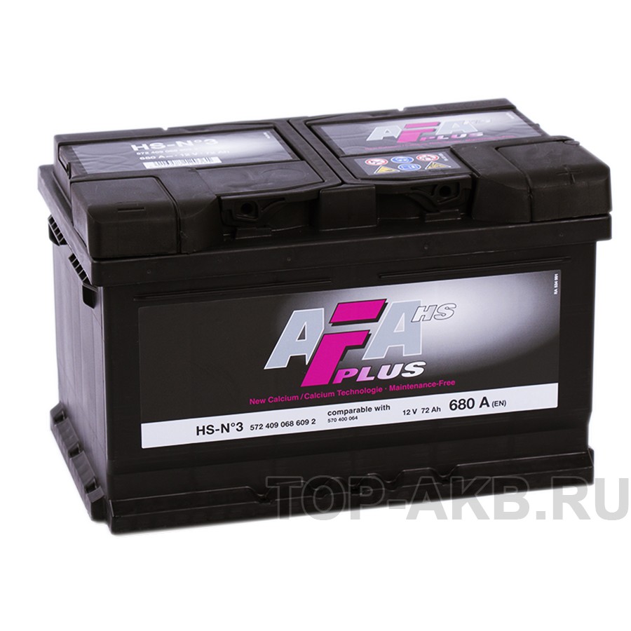 AFA Plus 72 Ач 680A обр. пол. (278x175x175) HS-N3 AFA Plus 72 Ач 680A обр. пол. (278x175x175) HS-N3