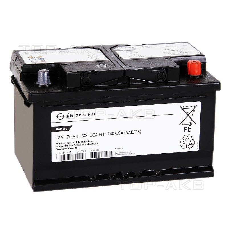 GM 70 Ач обратная пол. 800А (278x175x175) 95519152 GM 70 Ач обратная пол. 800А (278x175x175) 95519152