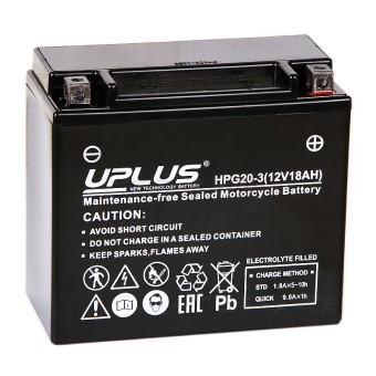 Uplus HPG20-3 12V 18Ah 270А обр. пол. (175x87x155) Nano GEL