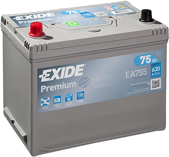 Exide Premium 75L (630А 261x173x225) EA755