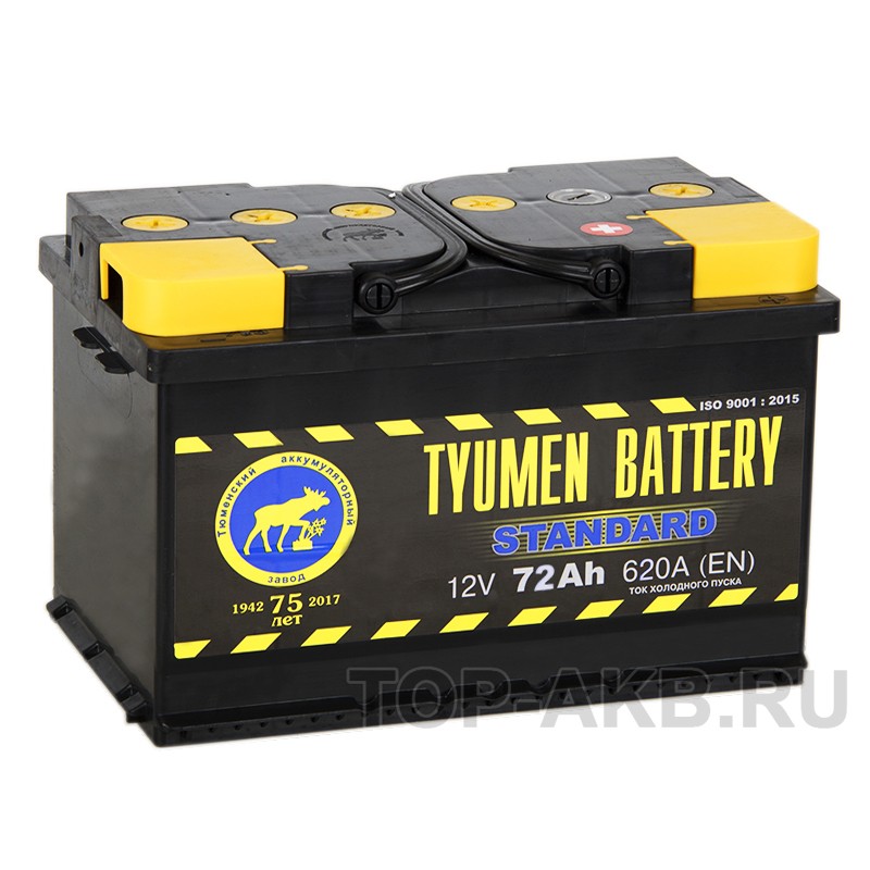 Tyumen Battery Standard 72 Ач обр. пол. низкий 620A (278x175x175) Tyumen Battery Standard 72 Ач обр. пол. низкий 620A (278x175x175)