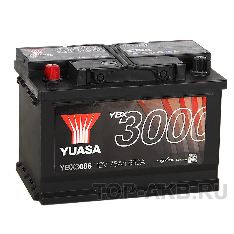 YUASA YBX3086 75 Ач 650А прям. пол.(278x175x190) YUASA YBX3086 75 Ач 650А прям. пол.(278x175x190)