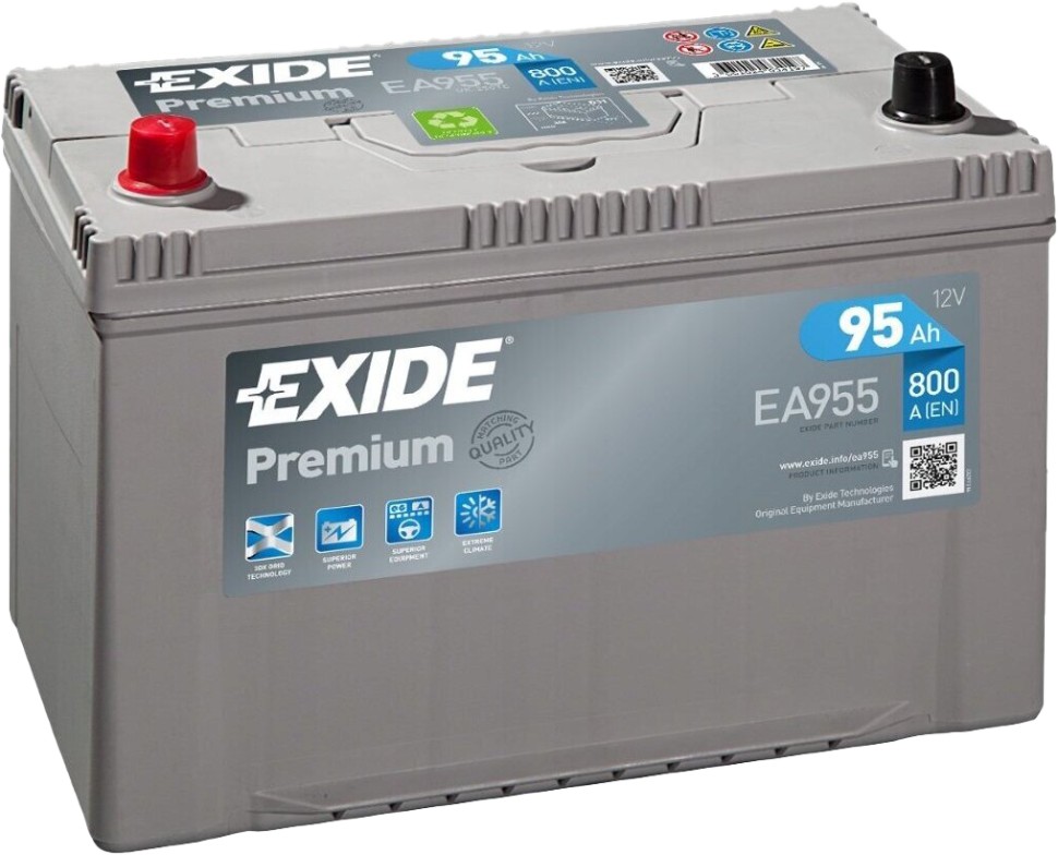 Exide Premium 95L (800А 306х173х225) EA955