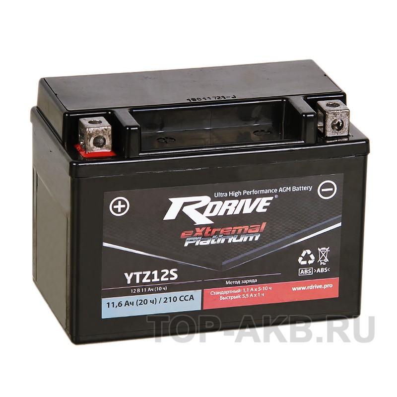 RDrive YTZ12S 12V 11Ah 210А прям. пол. AGM (150x87x110) eXtremal PLATINUM