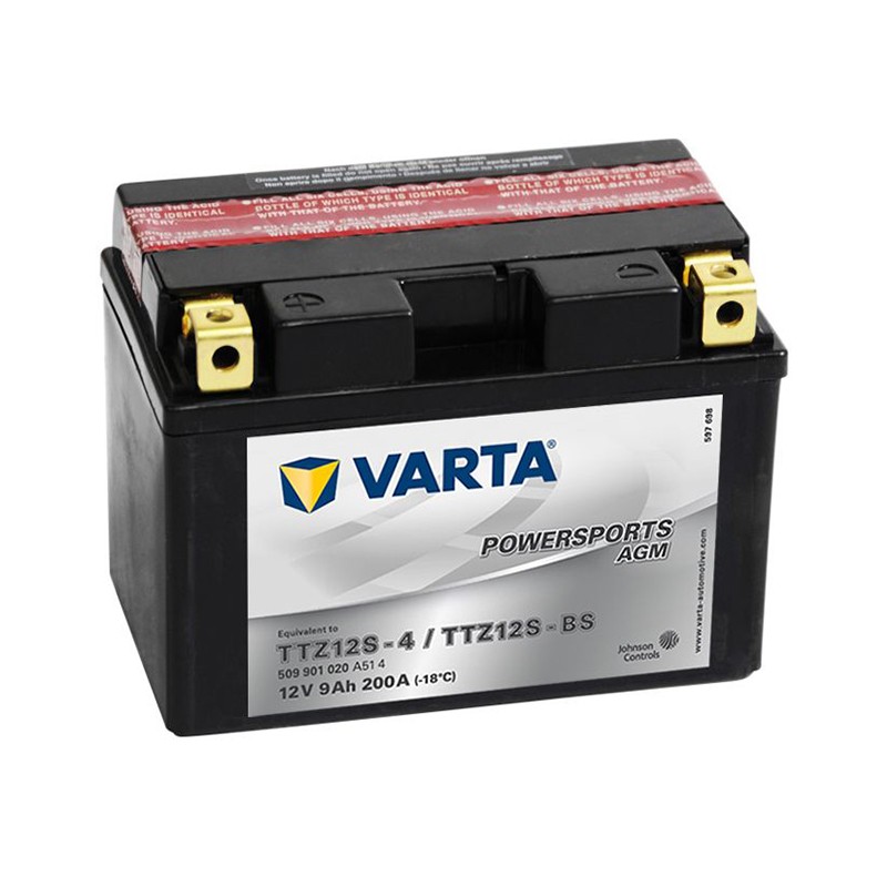 VARTA Powersports AGM TTZ12S-4/TTZ12S-BS 12V 9Ah 200А (150x87x110) прямая пол. 509 901 020, сухозар. VARTA Powersports AGM TTZ12S-4/TTZ12S-BS 12V 9Ah 200А (150x87x110) прямая пол. 509 901 020, сухозар.