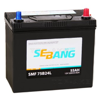 Sebang 75B24L 55 Ач обратная пол. 520А (238x129x227)