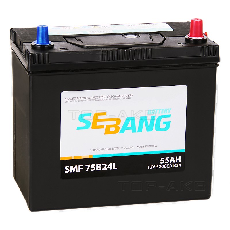 Sebang 75B24L 55 Ач обратная пол. 520А (238x129x227)