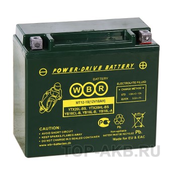 WBR MT12-18 AGM 18 Ач 270А обратная пол.(175x87x155) YTX20L-BS