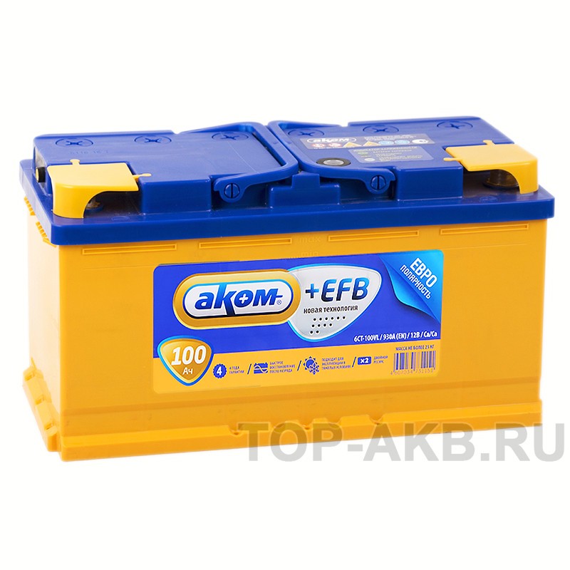 Аком + EFB 100Е 12V 100Ач 950A обр. пол. (352x175x190) Аком + EFB 100Е 12V 100Ач 950A обр. пол. (352x175x190)