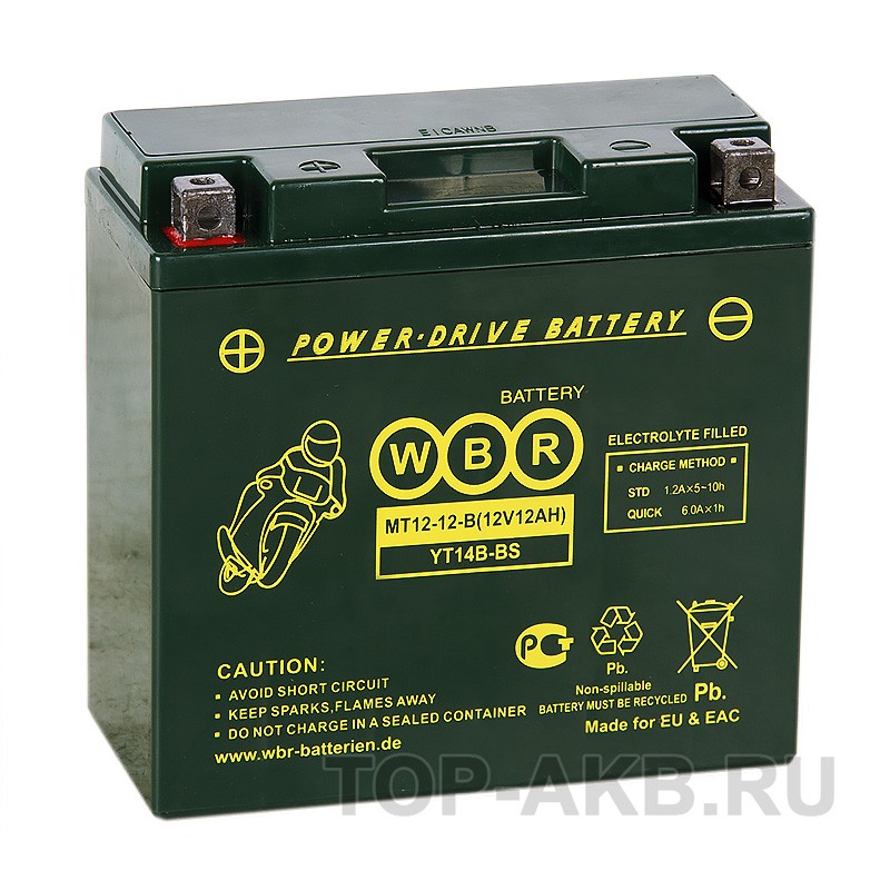 WBR MT12-12-B AGM 12 Ач 210А прямая пол.(150x69x145) YT14B-BS WBR MT12-12-B AGM 12 Ач 210А прямая пол.(150x69x145) YT14B-BS