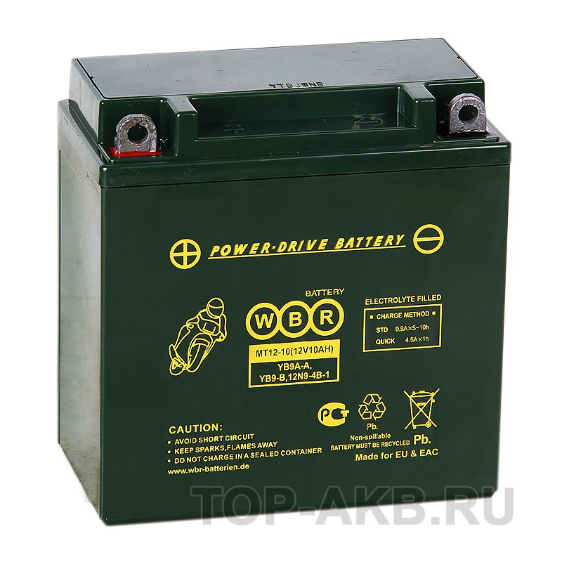 WBR MT12-10 AGM 10 Ач 120А прямая пол.(135x75x139) YB9A-A, YB9-B, 12N9-4B-1 WBR MT12-10 AGM 10 Ач 120А прямая пол.(135x75x139) YB9A-A, YB9-B, 12N9-4B-1