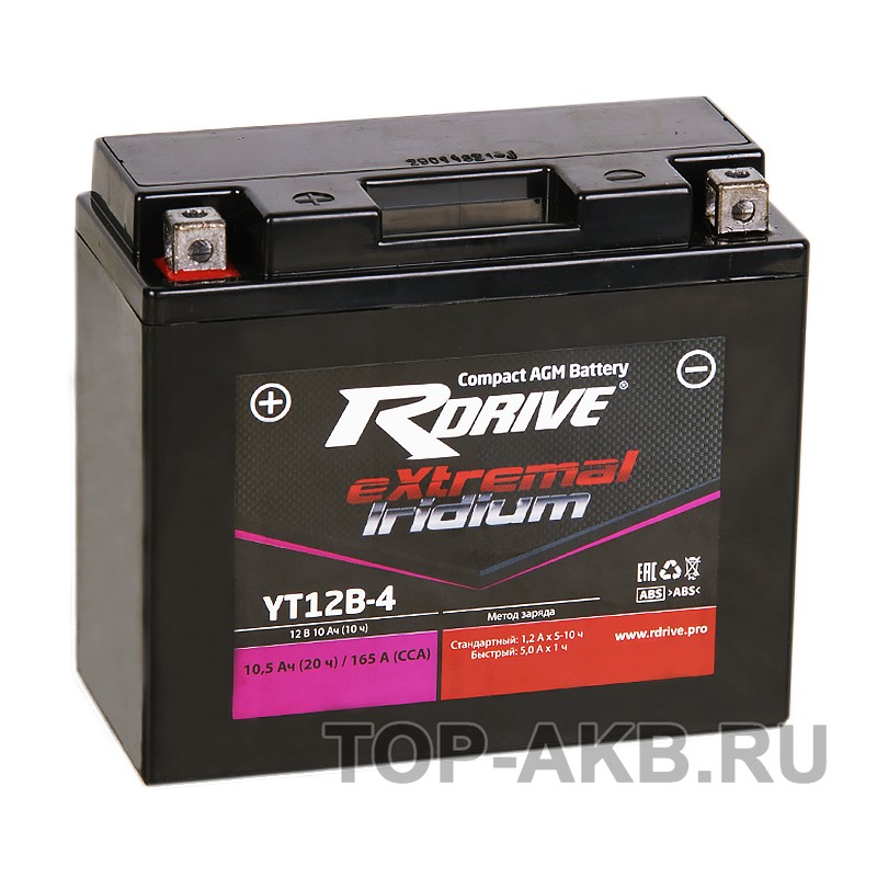 RDrive YT12B-4 12V 10Ah 165А прям. пол. (150x69x130) eXtremal IRIDIUM RDrive YT12B-4 12V 10Ah 165А прям. пол. (150x69x130) eXtremal IRIDIUM