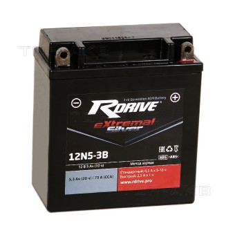 RDrive 12N5-3B 12V 5Ah 75А обр. пол. AGM сухозаряж. (119x59x130) eXtremal SILVER