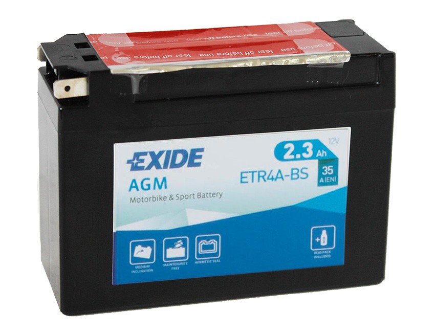 Exide AGM сухозаряж. ETR4A-BS 12V 2.3Ah 35A (113x48x85) обр. пол.