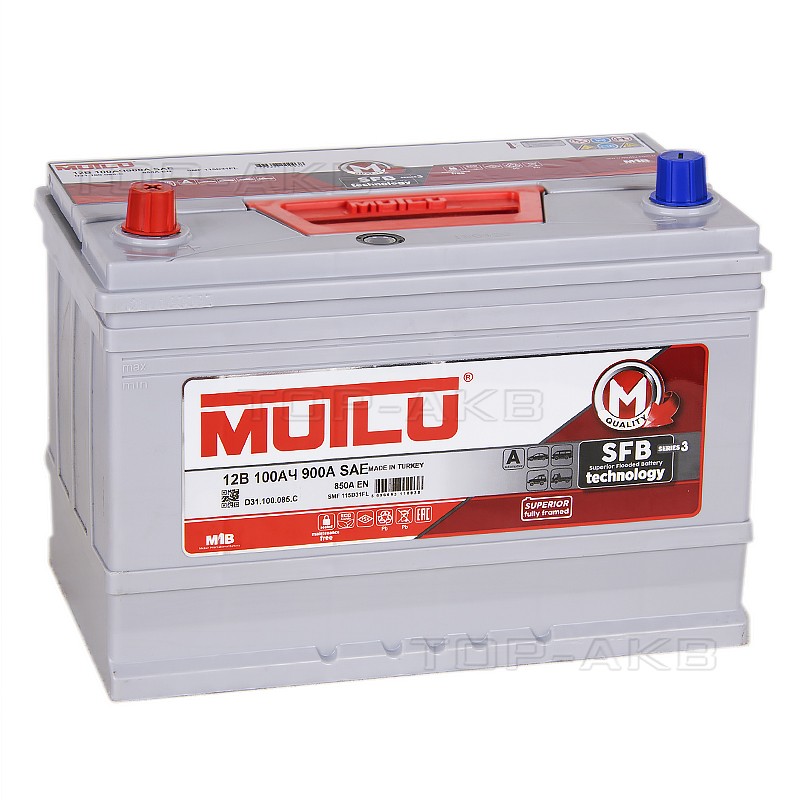 Mutlu Calcium Silver 115D31FR SFB M3 100L прямая пол. 850A (306x175x225) с бортиком