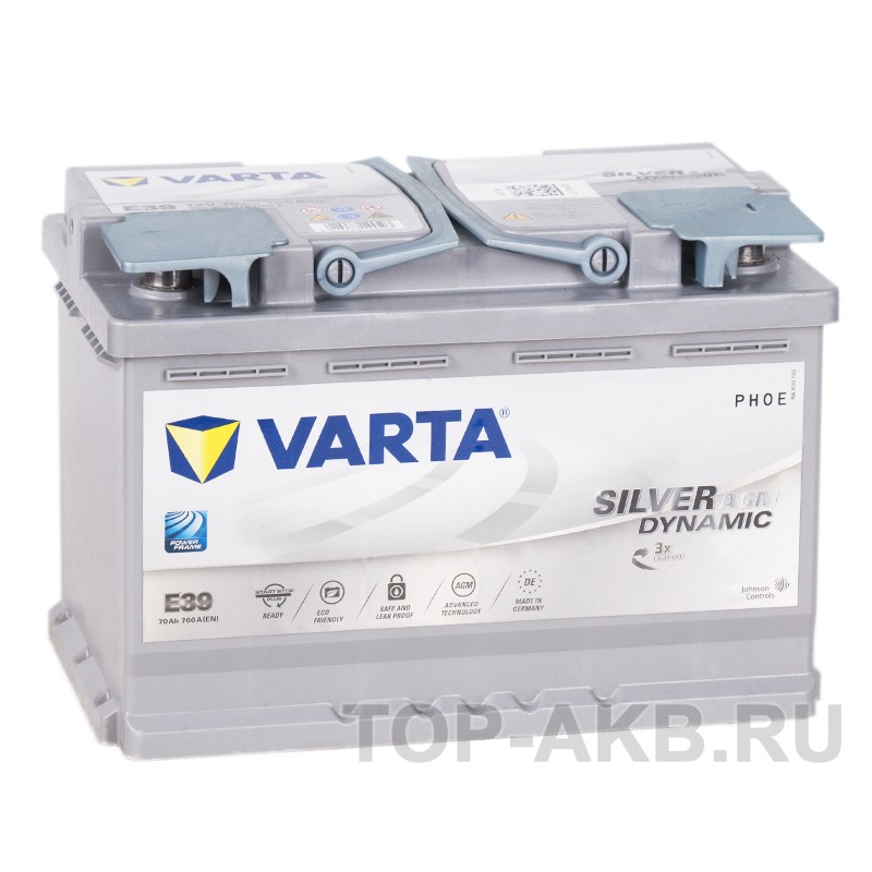 Varta Silver Dynamic AGM E39 70R (Start-Stop) 760A 278x175x190 (570 901 076) Varta Silver Dynamic AGM E39 70R (Start-Stop) 760A 278x175x190 (570 901 076)