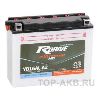 RDrive YB16AL-A2 12V 16Ah 175А обр. Heavy Duty (207x71.5x164) eXtremal HD сухозаряж.