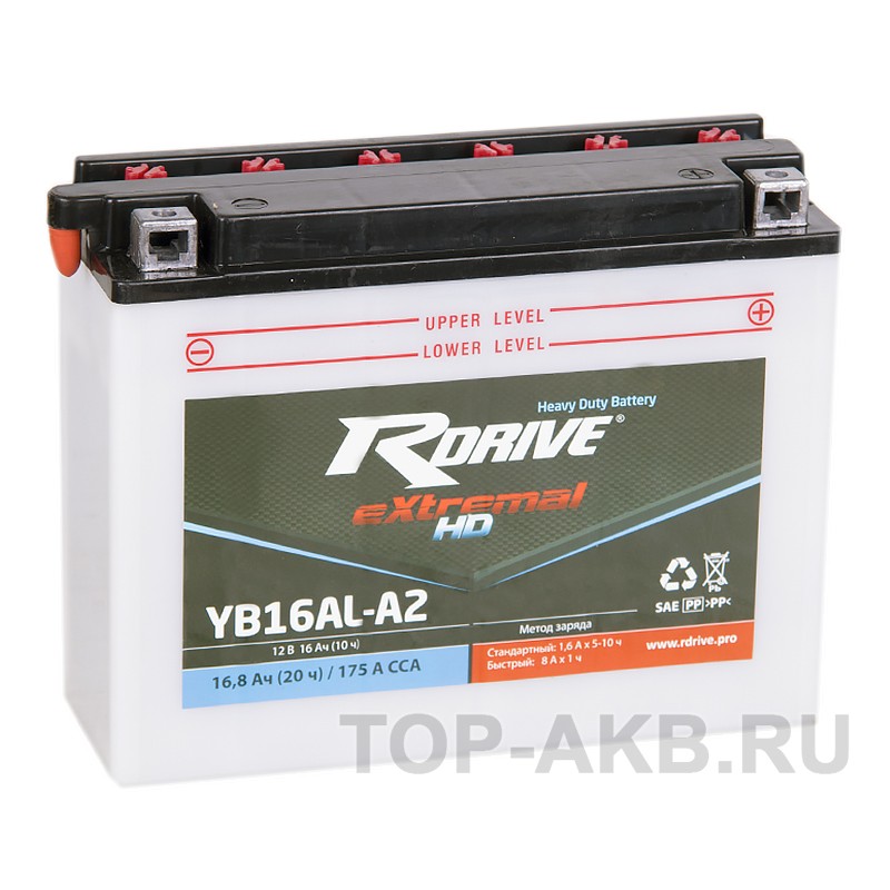 RDrive YB16AL-A2 12V 16Ah 175А обр. Heavy Duty (207x71.5x164) eXtremal HD сухозаряж.
