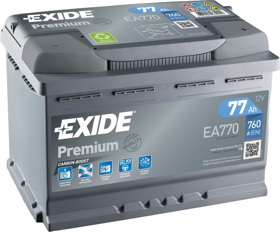 Exide Premium 77R (760А 278х175х190) EA770 Exide Premium 77R (760А 278х175х190) EA770