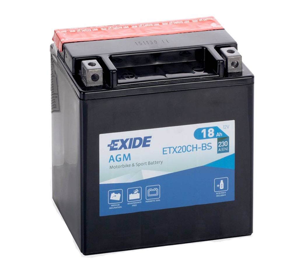 Exide AGM сухозаряж. ETX20CH-BS 12V 18Ah 230A (150x87x161) прям. пол. Exide AGM сухозаряж. ETX20CH-BS 12V 18Ah 230A (150x87x161) прям. пол.