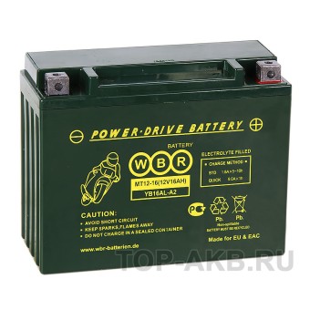 WBR MT12-16 AGM 16 Ач 250А обратная пол.(205x87x162) YB16AL-A2