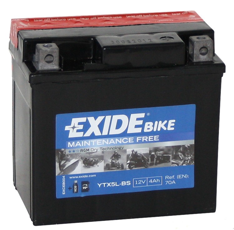 Exide AGM сухозаряж. ETX5L-BS 12V 4Ah 70A (113x70x105) обр. пол.