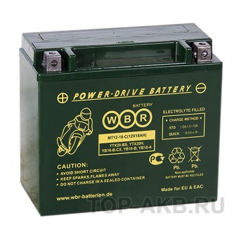 WBR MT12-18-C AGM 18 Ач 270А прямая пол. (175x87x155) YTX20-BS