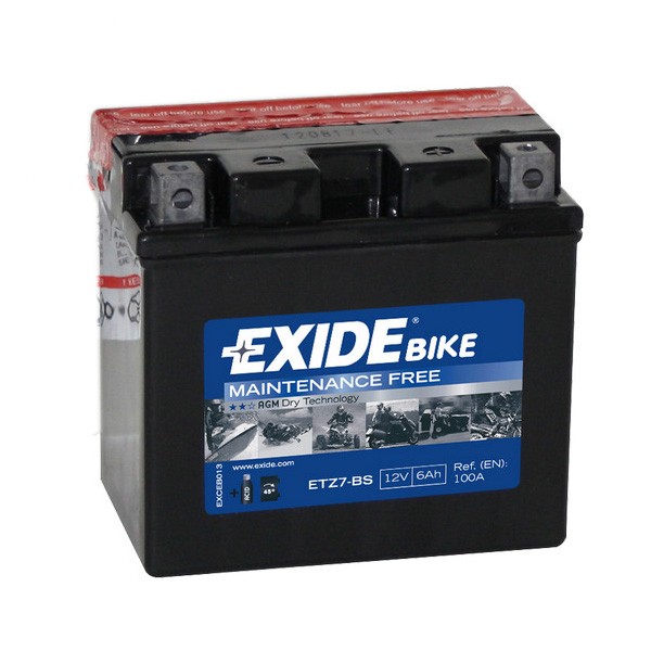 Exide AGM сухозаряж. ETZ7-BS 12V 6Ah 100A (113x70x105) обр. пол.