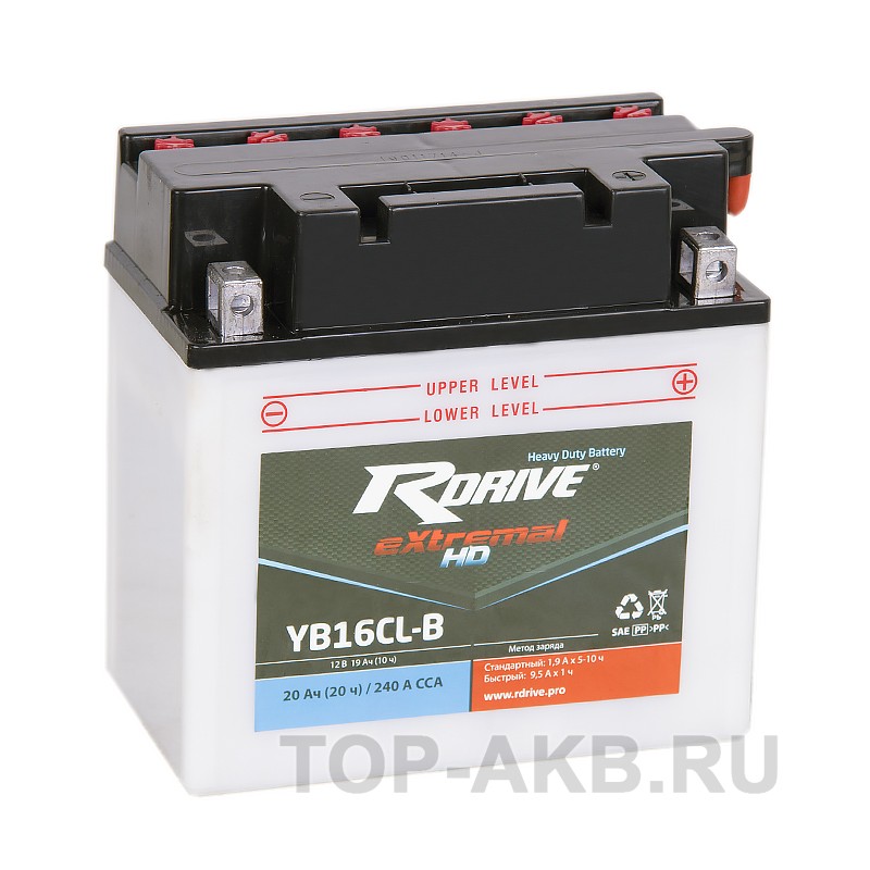 RDrive YB16CL-B 12V 20Ah 240А обр. Heavy Duty (175x100x175) eXtremal HD сухозаряж.