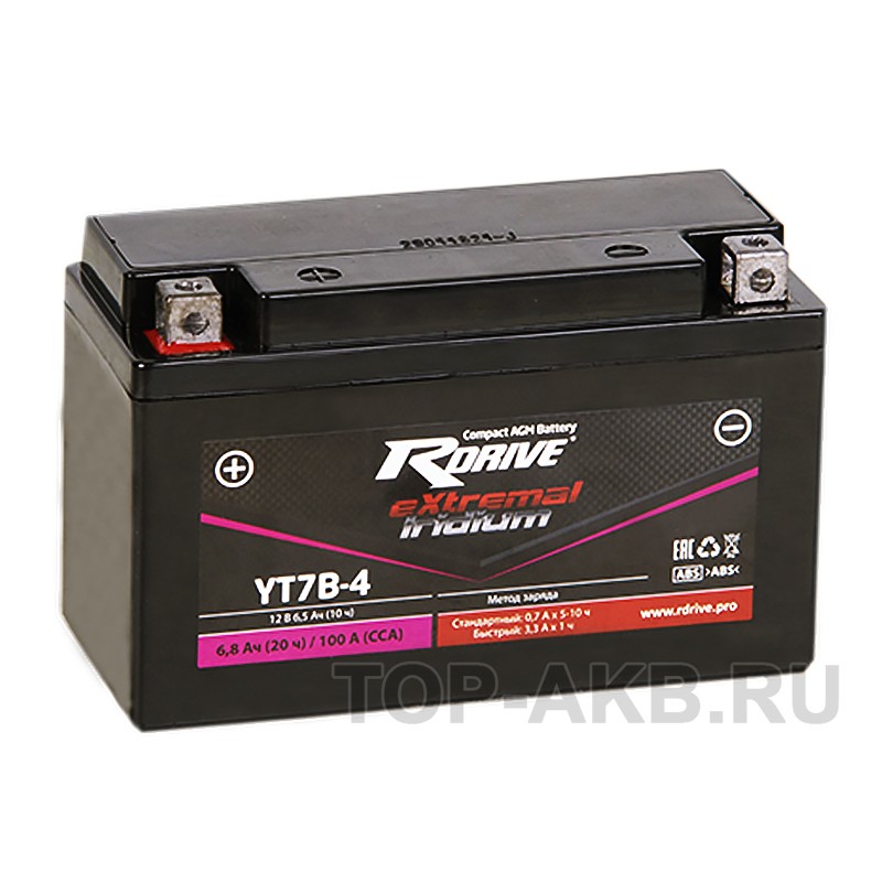 RDrive YT7B-4 12V 6.5Ah 100А прям. пол. (150x65x93) eXtremal IRIDIUM