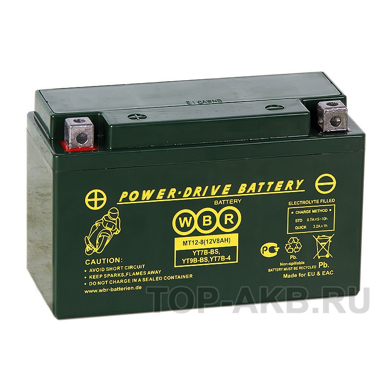 WBR MT12-8 AGM 8 Ач 100А прямая пол.(150x65x93) YT7B-BS, YT9B-BS, YT7B-4 WBR MT12-8 AGM 8 Ач 100А прямая пол.(150x65x93) YT7B-BS, YT9B-BS, YT7B-4