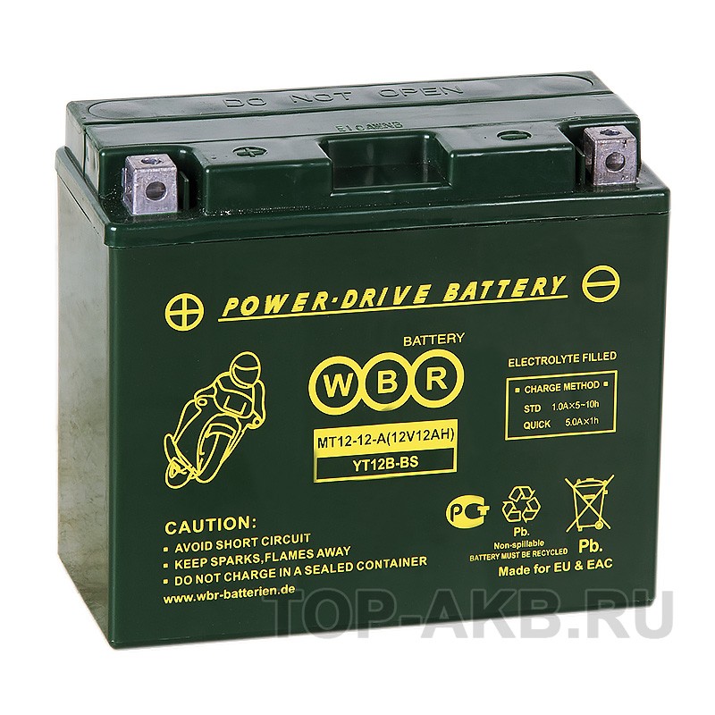 WBR MT12-12-A AGM 12 Ач 175А прямая пол.(150x70x130) YT12B-BS