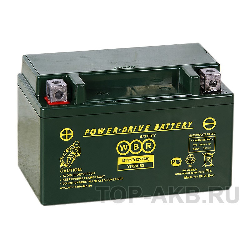 WBR MT12-7 AGM 7 Ач 100А прямая пол.(150x87x93) YTX7A-BS