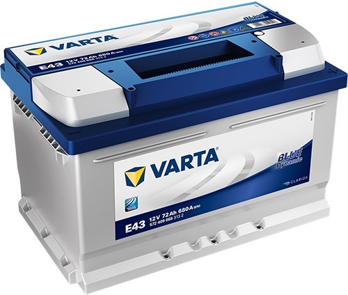 Varta Blue Dynamic E43 72R 680A 278x175x175 (572 409 068) Varta Blue Dynamic E43 72R 680A 278x175x175 (572 409 068)