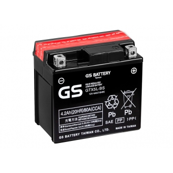 GS GTX5L-BS 12V 4Ah 80А (114x71x106) обр. пол. AGM сухозаряж. GS YUASA