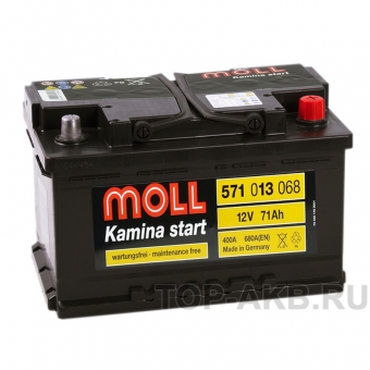 Аккумулятор автомобильный Moll Kamina Start 71R низкий 680A (278x175x175)