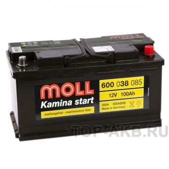 Аккумулятор автомобильный Moll Kamina Start 100R 850A (353x175x190)