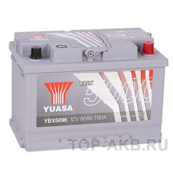 Аккумулятор автомобильный YUASA YBX5096 80 Ач 760А обр. пол. (278x175x190)