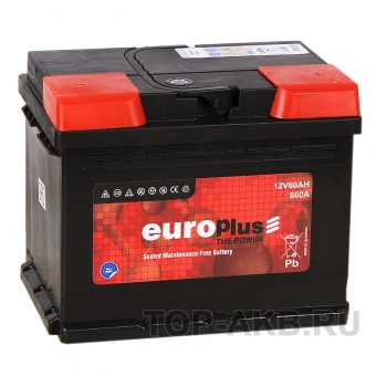 Аккумулятор автомобильный Europlus 60R 600A (242x175x190) 111060