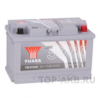 Аккумулятор автомобильный YUASA YBX5100 75 Ач 710А обр. пол. (278x175x175)