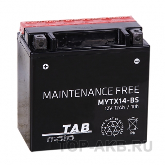 TAB Moto Maintenance free MYTX14-BS 12V 12Ah 200A (150х87х145) прям. пол. AGM сухоз.