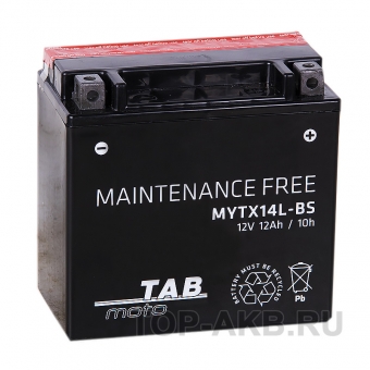TAB Moto Maintenance free MYTX14L-BS 12V 12Ah 180A (150х87х145) обр. пол. AGM сухоз.