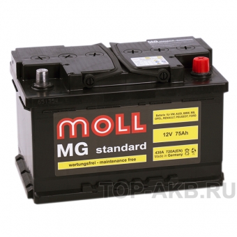 Аккумулятор автомобильный Moll MG Standard 75 SR 720A 278x175x175