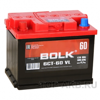 Аккумулятор автомобильный BOLK 60L 500A 242x175x190 AB601