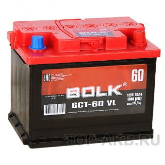 Аккумулятор автомобильный BOLK 60R 500A 242x175x190 AB600
